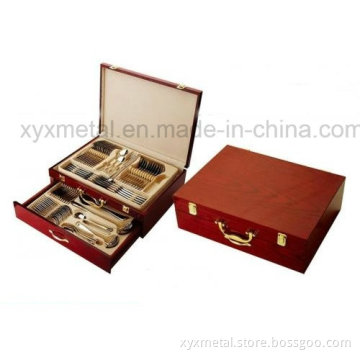 with Woode Case Travel Cutlery Set Stainless Steel Flatware Set